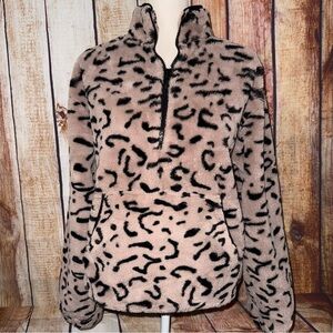 BKE Leopard Print Half-Zip Pullover Size Medium